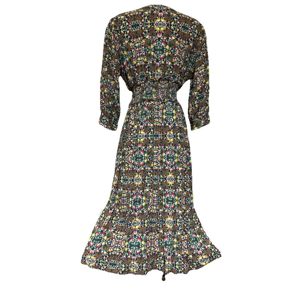 EVIE Green Floral Midi Dress Women’s size M Boho Festival Cottagecore - Picture 10 of 14